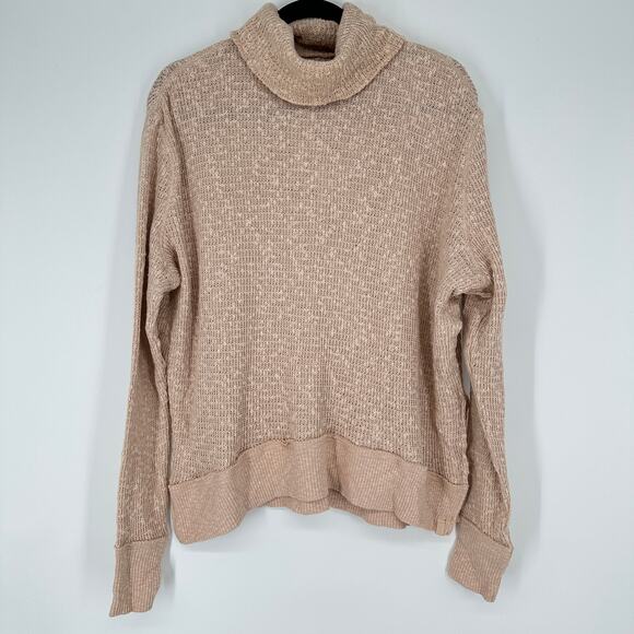 We The Free Free People Tommy Turtleneck Sweater Toasted Almond Womens Small - Picture 2 of 11